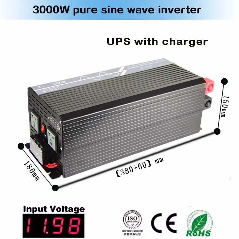 

3000w 24v 230v dc/ac pure sine wave inverter with charger