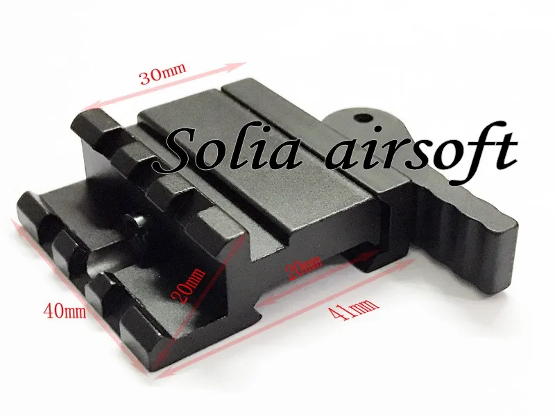 

Tactical Quick Release Scope Mount Adapter 45 Degree Angle Offset 3 Slot Fit Riser Picatinny 20mm to 20mm Rail Hunting
