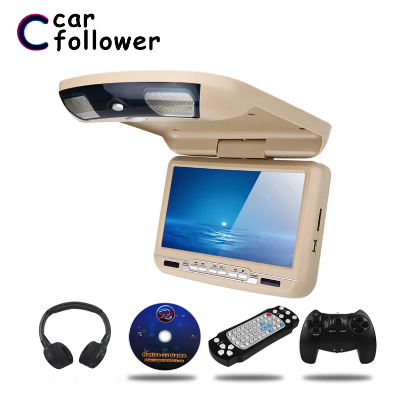 

9 inch Car Roof Mount Flip Down Monitor LED Digital Screen DVD Player IR FM Transmitter USB SD MP5 Support 32 Bits Game