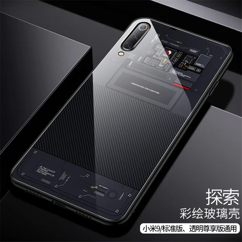 Aixuan Glass Case For Xiaomi mi 9Mi9 ExplorerXiaomi mi 9 SE Case painted Tempered Glass Silicon Protective full Cover Cases (14)