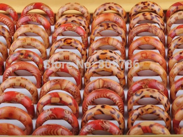 

Wholesale jewelry lots 10pcs Mixed Size Fashion Natural Wood Rings Mens Women Charm Jewelry Gift 16mm-21mm Drop Free