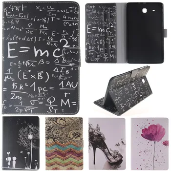 

Cute Cartoon Black Lover Flower Formula Stand Flip Leather Case For Samsung Galaxy Tab E 9.6" T560 T561 Tablet Cover Cases Coque
