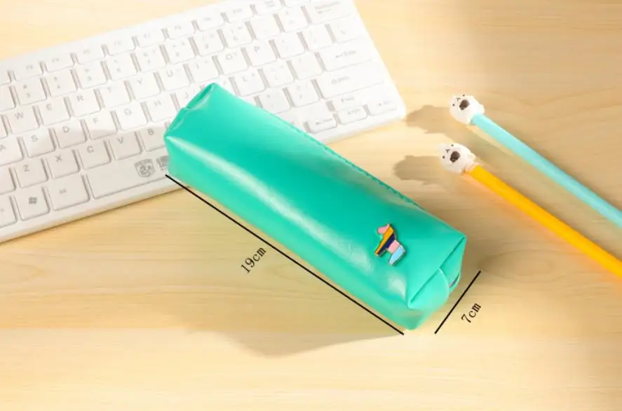 Kawaii Macaron Leather Pencil Case for Girls Cute Simple Pen Pouch Storage Bags Stationery Office School Supplies C5 D10