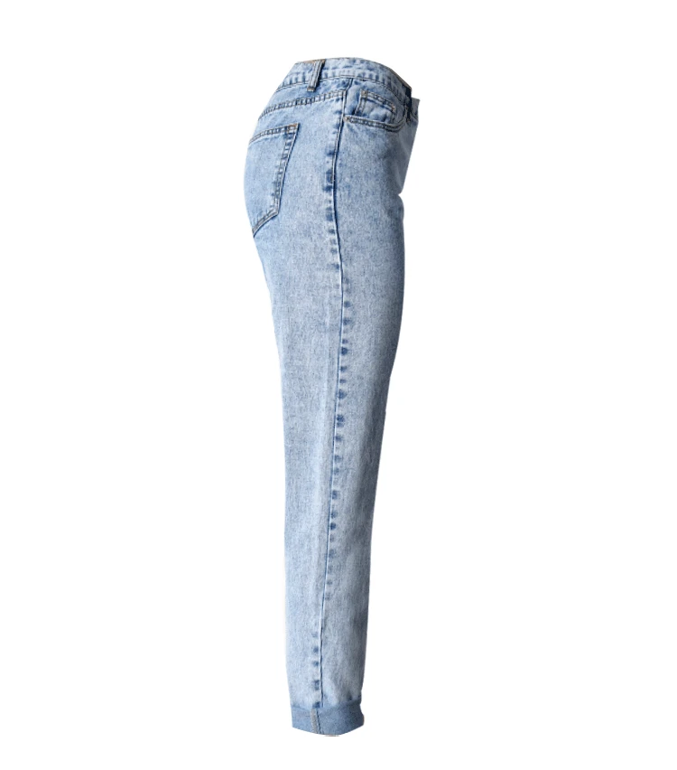 2019 Европейская и американская женская одежда BF уличная Высокая талия свободные прямые джинсы до щиколотки брюки