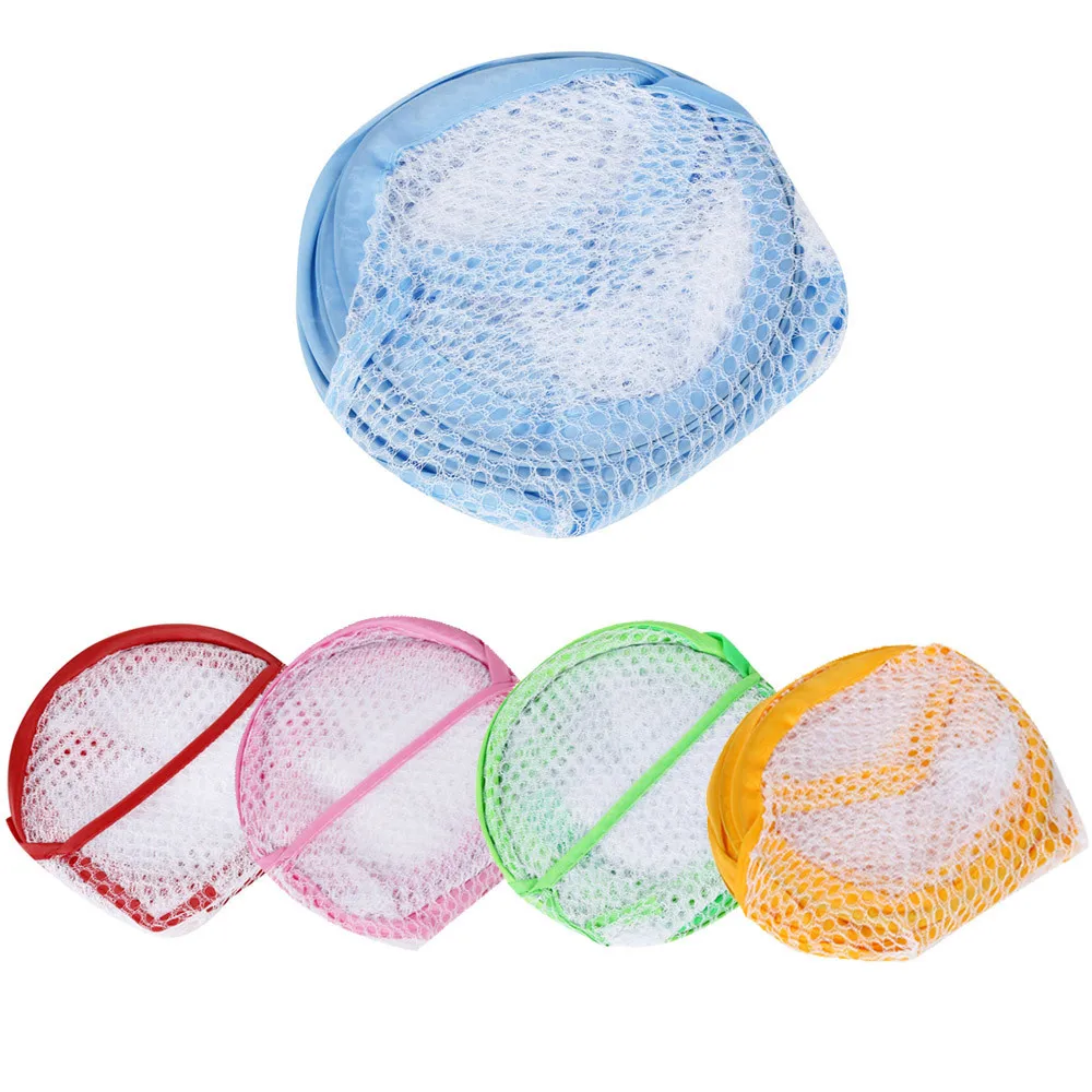 

New 1Pcs Candy Color Nylon Hamper Mesh Fabric Foldable Pop Up Laundry Basket Household Dirty Clothes Bag Washing Storage