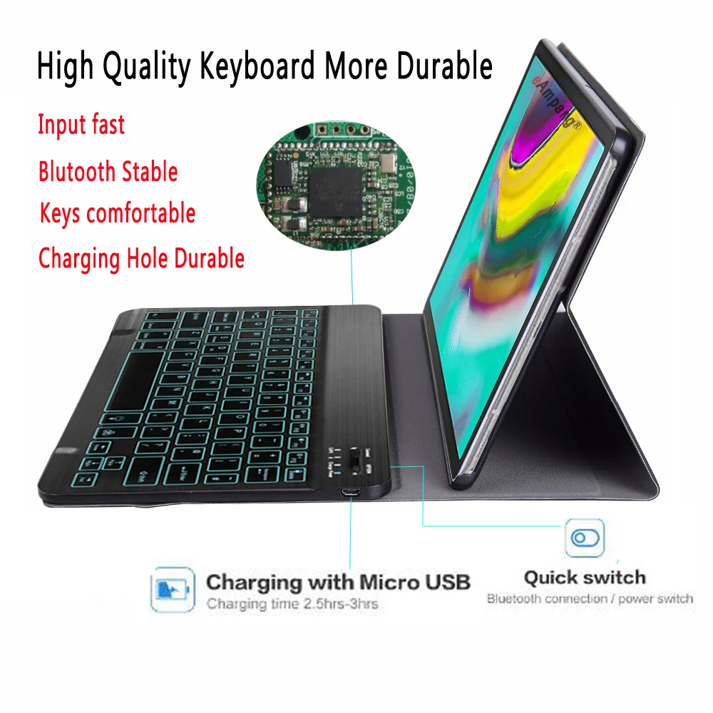 Светлая клавиатура с подсветкой чехол для Samsung Galaxy Tab S5E 10,5 T720 T725 SM-T720 планшет кожаный чехол Funda Bluetooth клавиатура