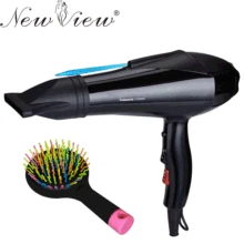 NewView Hair Dryer Professional Blow Hot And Cold Wind Black HairDryer 2100W With 2 Free Nozzles Styling Tools Salons + Comb