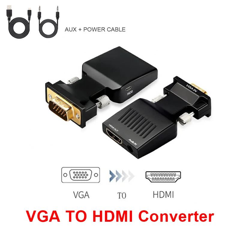 QGEEM HDMI в VGA конвертер с аудио Full HD VGA в HDMI адаптер с видео выходом 1080P HD для ПК ноутбука в HDTV проектор - Цвет: VGA TO HDMI ABS