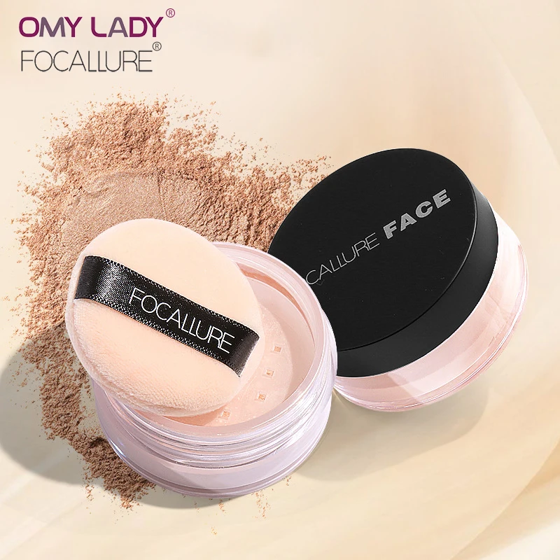 

OMY LADY FOCALLURE Oil Control Makeup Long Lasting Loose Powder Waterproof Matte Setting Powder with Puff Concealer Light Powder
