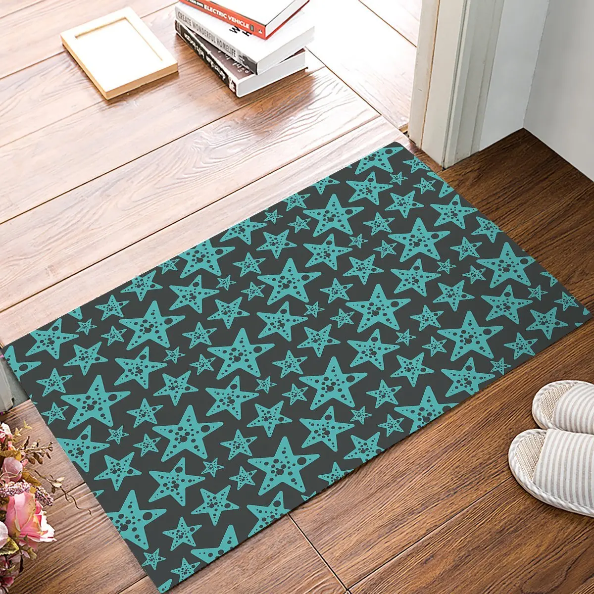 Green Five Pointed Star Door Mats Kitchen Floor Bath Entrance Rug Mat