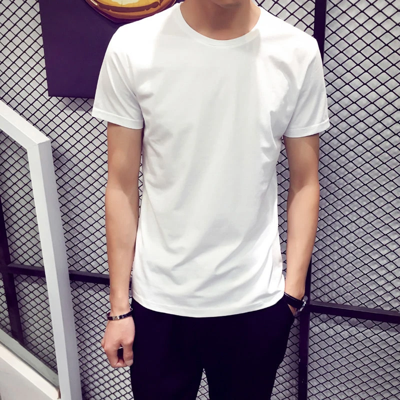 

2019 New Fashion Brand Men Male O-Neck Slim Short Sleeve T Shirt Men Trend Casual Mens T-Shirt Korean T Shirts 3XL