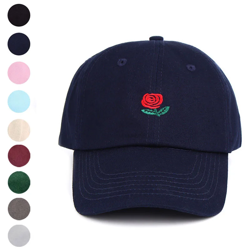 Модные корейские летние Для женщин Для мужчин Hat розы Вышивка остроконечные Кепки изогнутые Бейсболки для женщин Повседневное хип-хоп Шапки