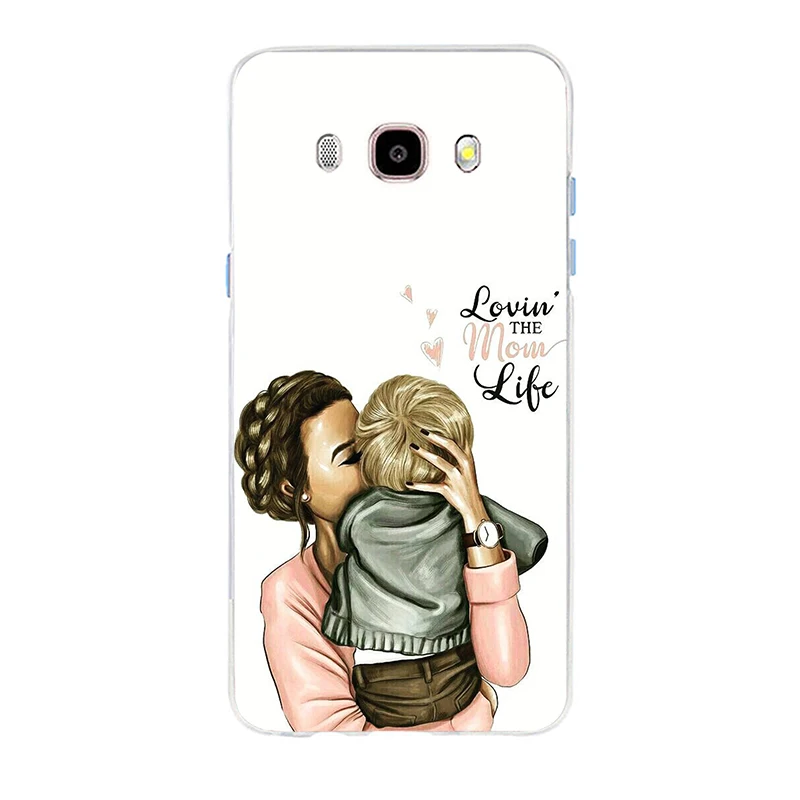 Для Samsung Galaxy S6 S6edge A7 S7edge S8 S9 Plus A5 J2 J5 J7 2016 модный черный коричневый волос Baby Mom Girl