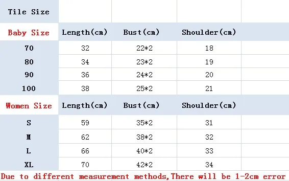 Mom and me swimwear size chart