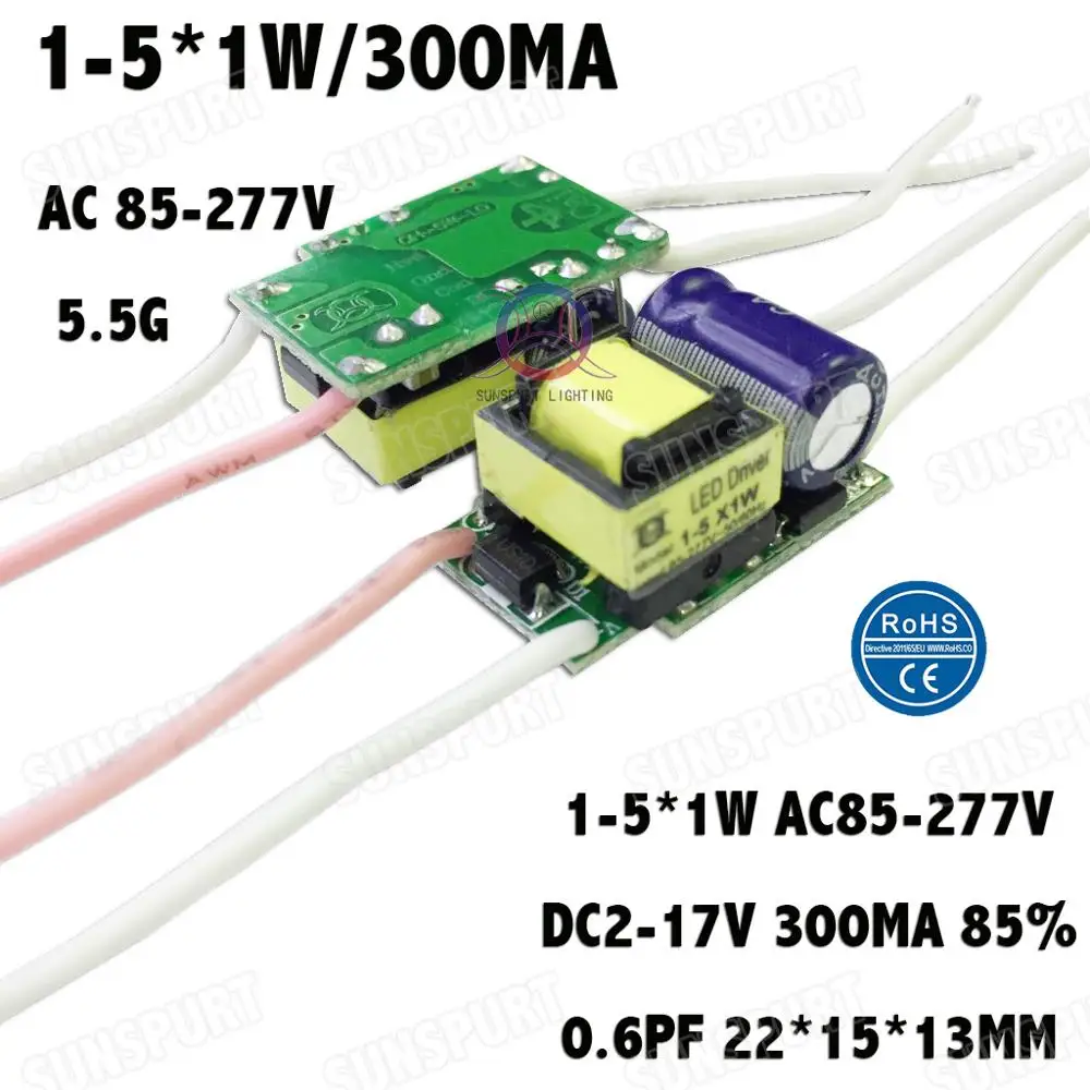 Внутри 1-36 Вт PFC AC85-277V светодиодный драйвер 1-5x1W 6-10x1W 7-12x1W 12-20x1W 20-36x1W 300mA DC2-120V постоянного тока с бесплатной доставкой