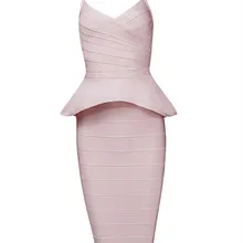 Модные одежды для представления женские новые розовые бандажные платья с баской Bodycon из двух частей платье+ костюм