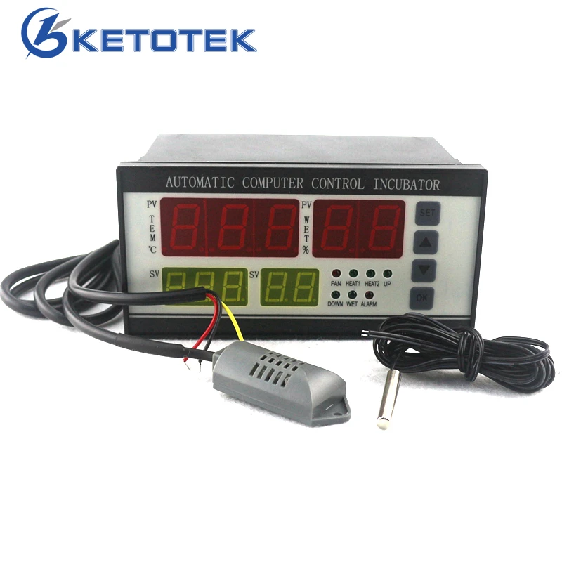 XM-18 AC 110V 220V 50Hz Incubator Controller Thermostat Hygrostat 0 ~ 99.9 C with Temperature Humidity Sensor for Egg Brooder XM-18 AC 110V 220V 50Hz Incubator Controller Thermostat Hygrostat 0 ~ 99.9 C with Temperature Humidity Sensor for Egg Brooder
