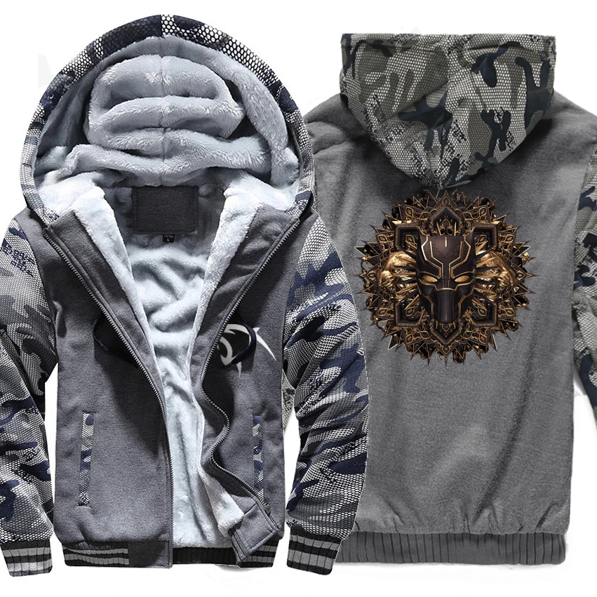 

Autumn Winter Thick Coats Hooded Hoddie 2018 Fashion Super Hero Movie Black Panther Hip Hop Hoodies For Men Harajuku Sweatshirts
