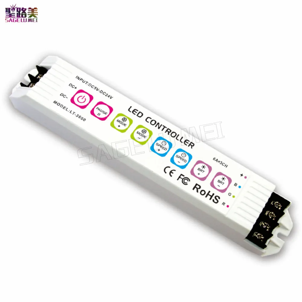 

Free shipping LTECH LT-3600 DC12V-24V Multi function RGB LED Controller(Common Anode) MAX18A input for RGB LED Strip Lamp Light