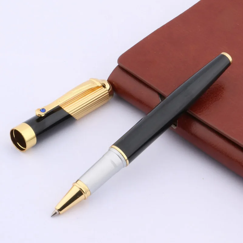 

BLACK AND GOLDEN Blue diamond decoration 9009 metal GOLDEN Trim ROLLER PEN