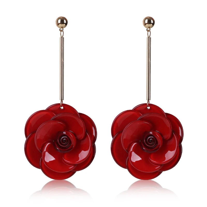 

New Arrive Fashion Multi Color Flower Acrylic Rose Flower Earring Fashion Simply Jewelry Gift For Women Girls Dropshipping