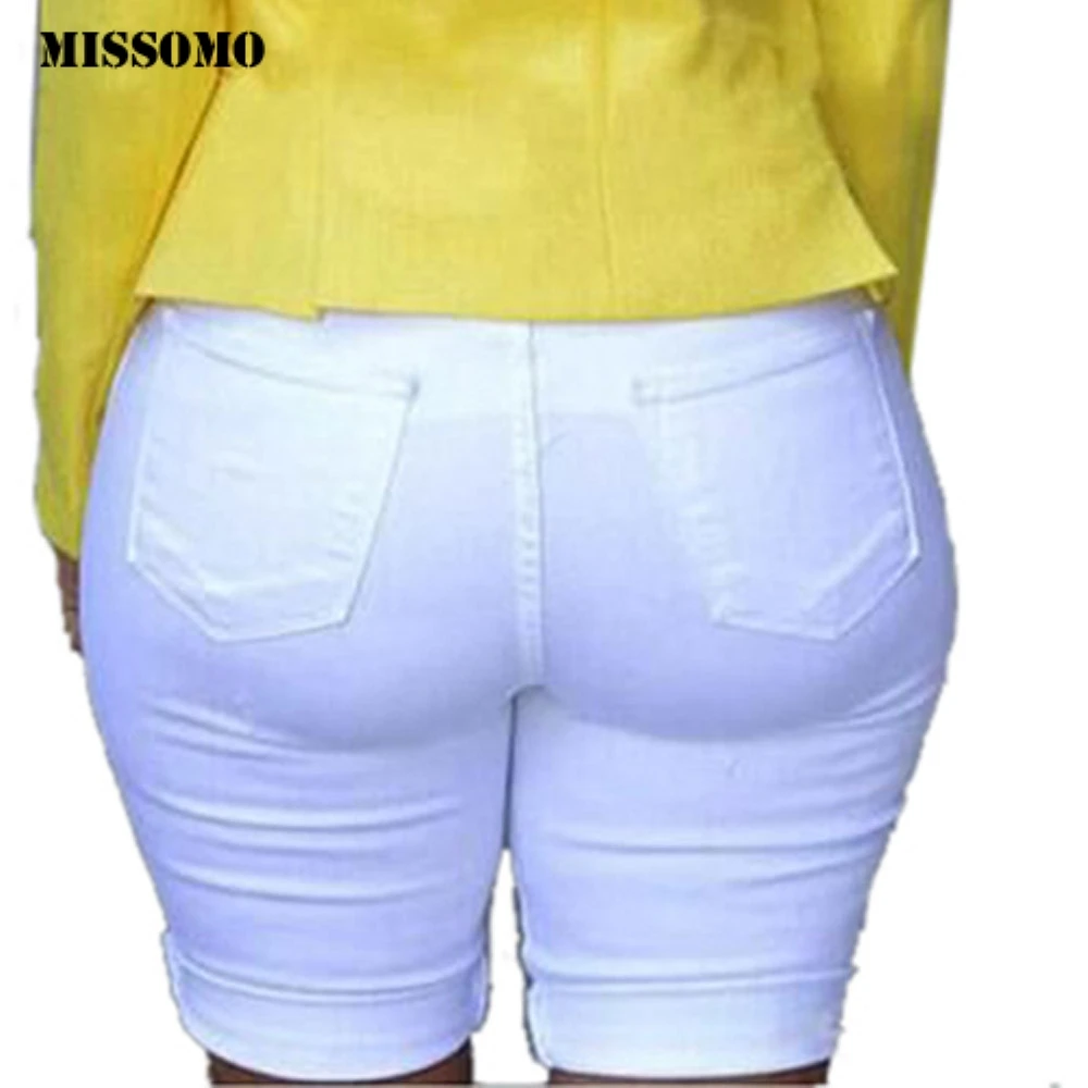 MISSOMO denim jeans womens Elastic Destroyed Hole Leggings Short Pantsdenim jeans shorts black skinny jeans strech jeans women