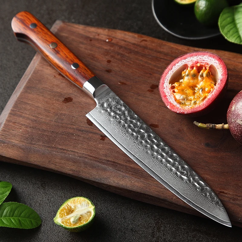 XINZUO 6 ''дюймовый универсальный нож из дамасской стали, кухонные ножи для очистки овощей, нож из нержавеющей стали, острые столовые приборы, палисандр, ручка