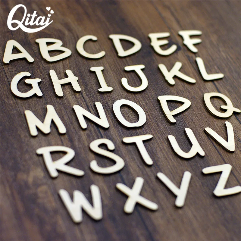 English Wood Letters A-Z for DIY Crafts and Party Decoration (52 Pieces)