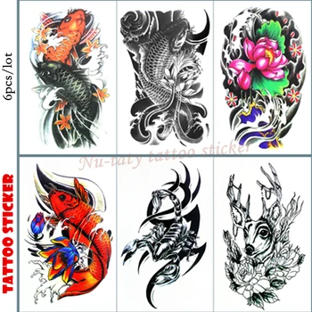 

Nu-TATY Chinese carp Temporary Tattoo Body Art Arm Flash Tattoo Stickers 12*20cm Waterproof Tatto Henna Fake Tatoo