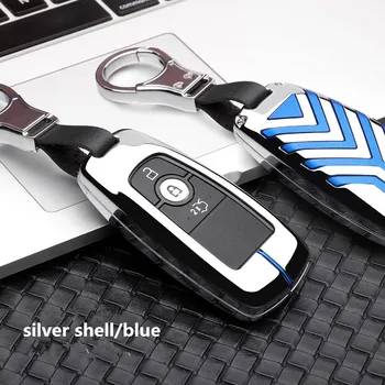 

Zinc alloy Car Key Case Cover For Ford Mustang Mondeo Fusion 2017 2018 MKC MKX MKZ Lincoln Edga Expedition key bag keychain