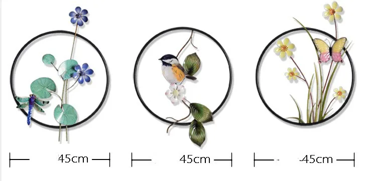 Европейские кованые птицы цветок настенные подвески для самодеятельного творчества украшения гостиной диван задний план стены стикеры металлические настенные украшения