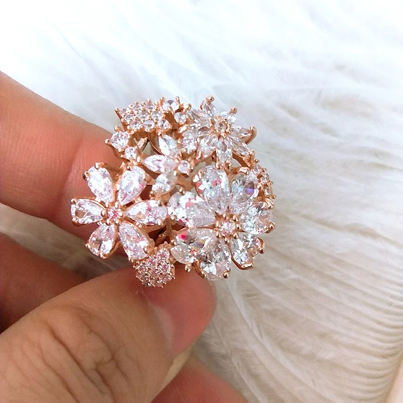 New Luxury AAA Cubic Zirconia Elegant Bowknot Wedding Rings Women Bridal Engagement Free Shipping Wholesale