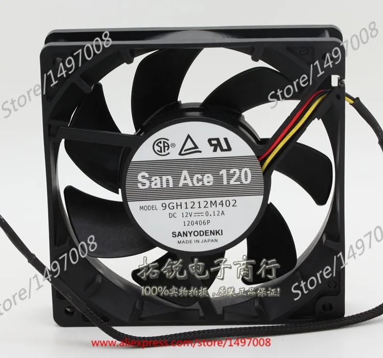 Вентилятор охлаждения сервера SANYO DENKI 9GH1212M402 DC 12 В 0.12A 120x120x25 мм|square fan|server fan120x120x25mm fan