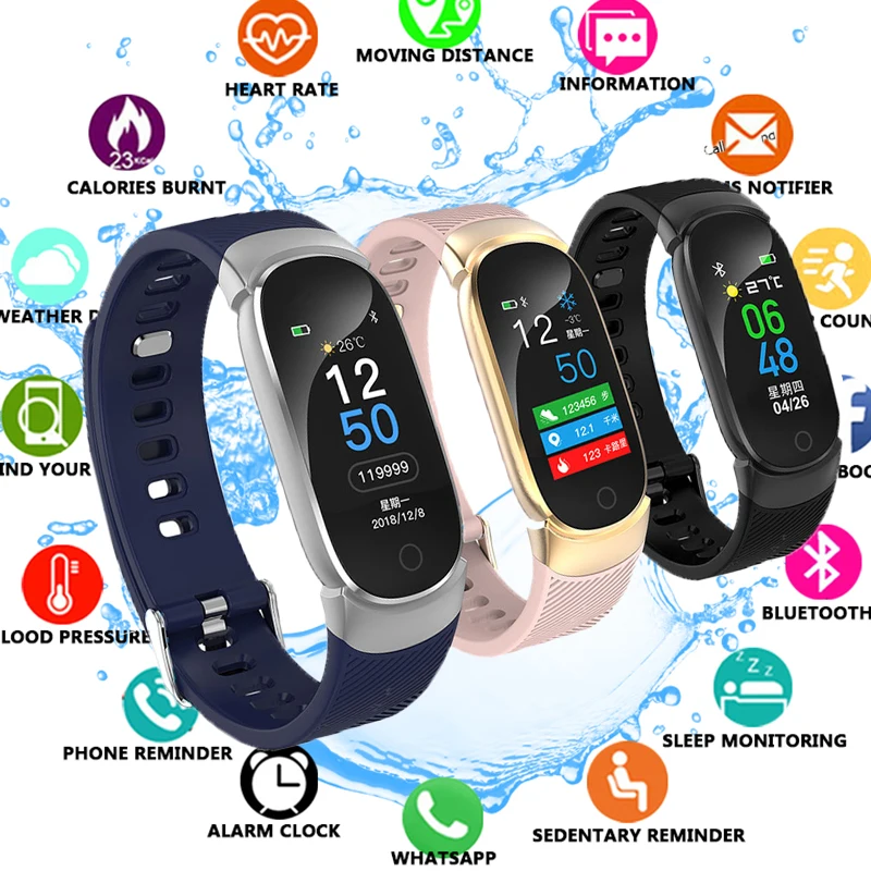 

Smart Fitness Bracelet Watch Smart Bracelet Blood Pressure Measurement Fitness Tracker Heart Rate Monitor Watch Waterproof Women