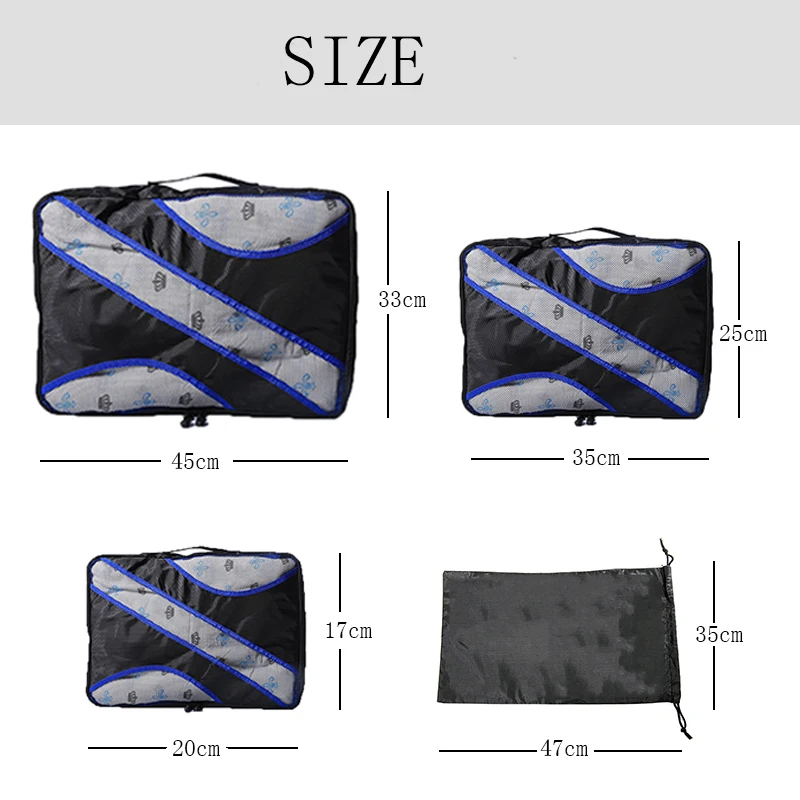 Упаковочный мешок для куб Для мужчин Дорожная сумка 3 шт./компл. Мода Большой Ёмкость нейлоновые молнии Водонепроницаемый Для женщин сумка