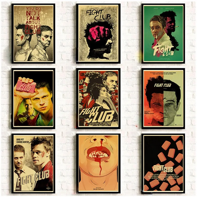 Fight Club 12x17inch Brad Pitt Movie Silk Poster Door Wall Decal