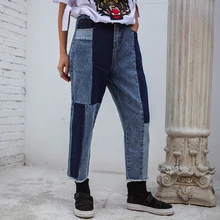 Летние новые Харадзюку письмо мозаика тонкие женские джинсы Ретро Пенни тонкие модные строчки брюки женские