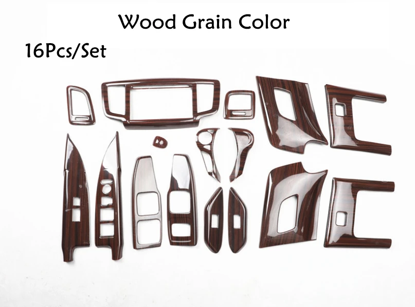 16 шт./компл. ABS Автомобильный интерьер древесины Цвет Панель крышка Молдинги отделка Набор Декоративные наклейки для Honda Odyssey - Название цвета: Wood Grain Color