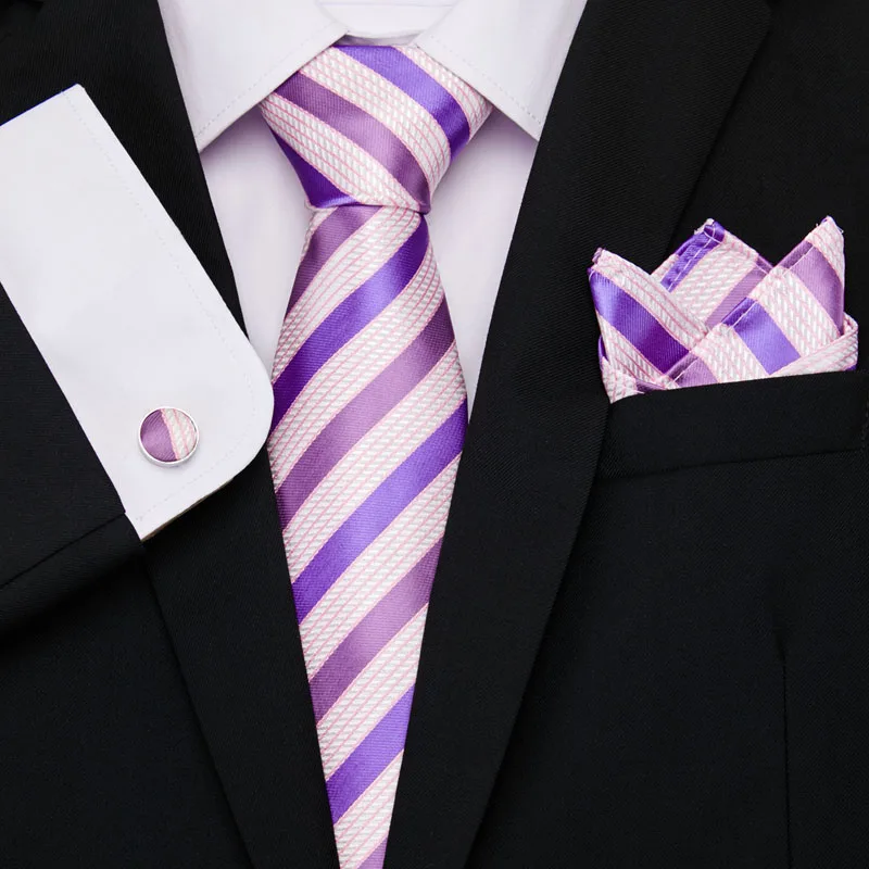 

2019 new arrival men brand luxury necktie pocket square wedding neck ties silk tie set cufflinks handkerchief shirt accessory