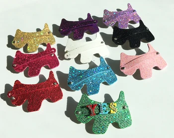 

Free Shipping! 20PCS Mixed color Sequins PU Leather Dog Hair Clips Fit 8mm Slide Charms Slide Letters DIY Accessories