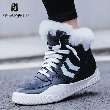 

Prova Perfetto Winter Plush Warm Sneaker Boots Lace-up Platform Casual Shoes Woman With Thick Fur Botas Mujer Ankle Snow Boots
