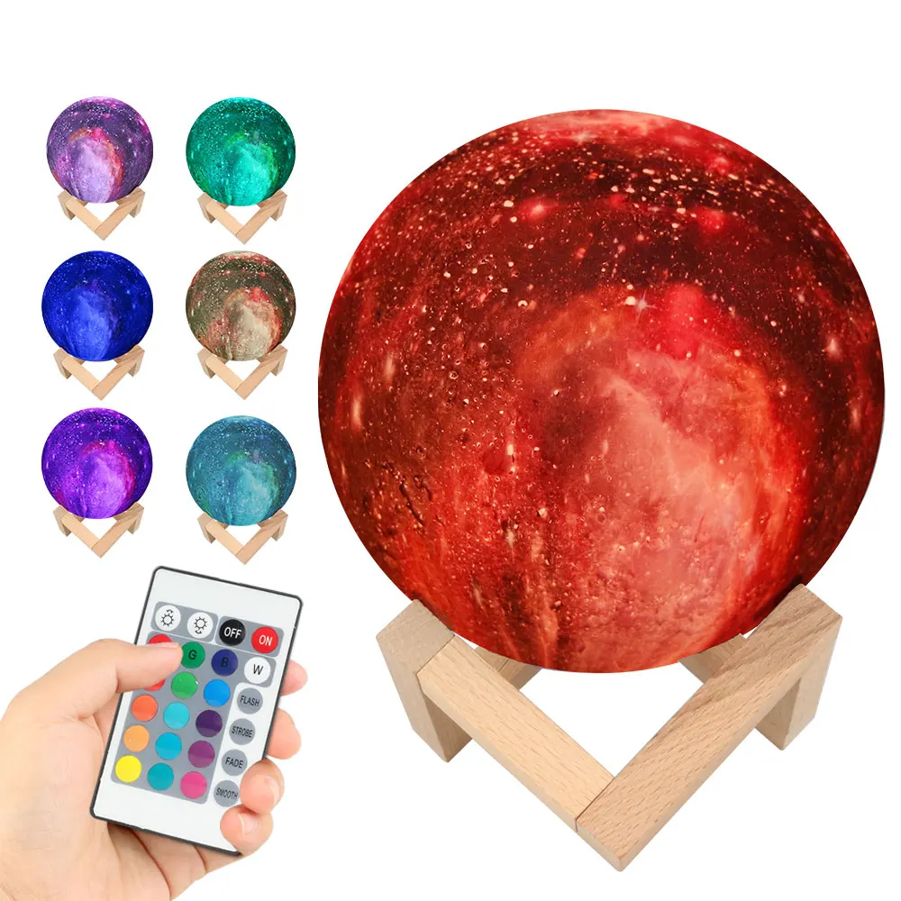 LED Night Light 15CM 3D Print Starry Sky Magic Star Moon Planet Rechargeable Lamp Colorful 3/7 Colors Change Touch Switch LED Night Light 15CM 3D Print Starry Sky Magic Star Moon Planet Rechargeable Lamp Colorful 3/7 Colors Change Touch Switch