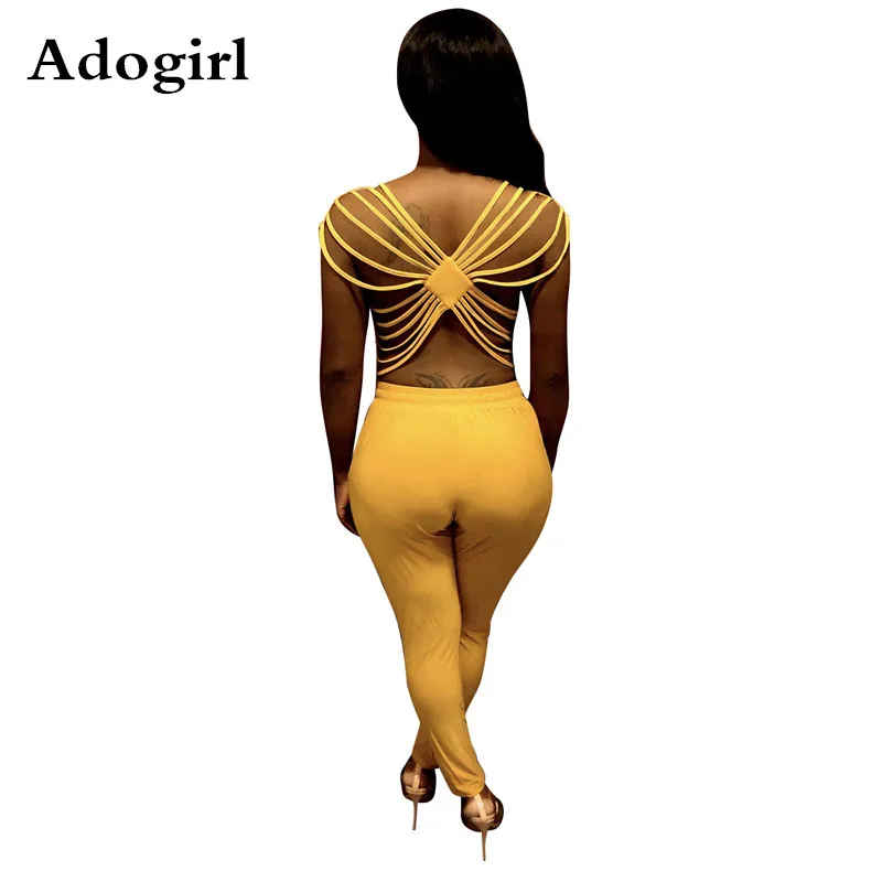 Adogirl женский комбинезон с перекрестными лямками на спине, сексуальный комбинезон без рукавов, обтягивающие длинные брюки на шнуровке, комбинезон с карманами, уличная одежда для подвижных игр