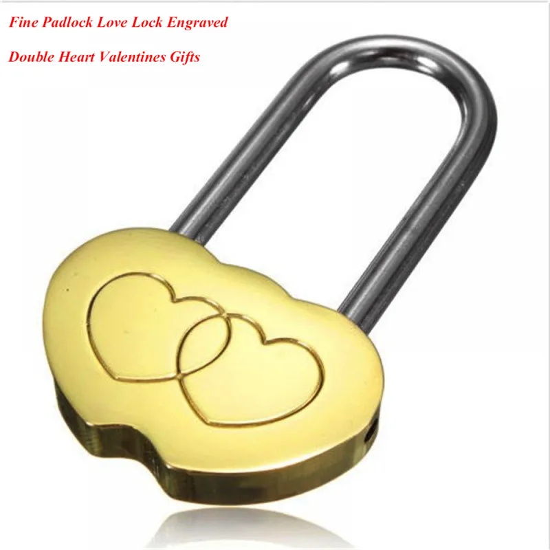 

1PC NEW Padlock Love Lock Engraved Double Heart Valentines Anniversary Day Gifts