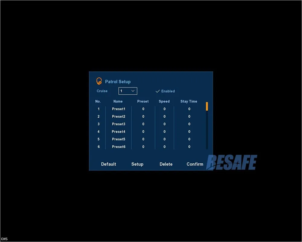 DVR menu-PTZ preset point