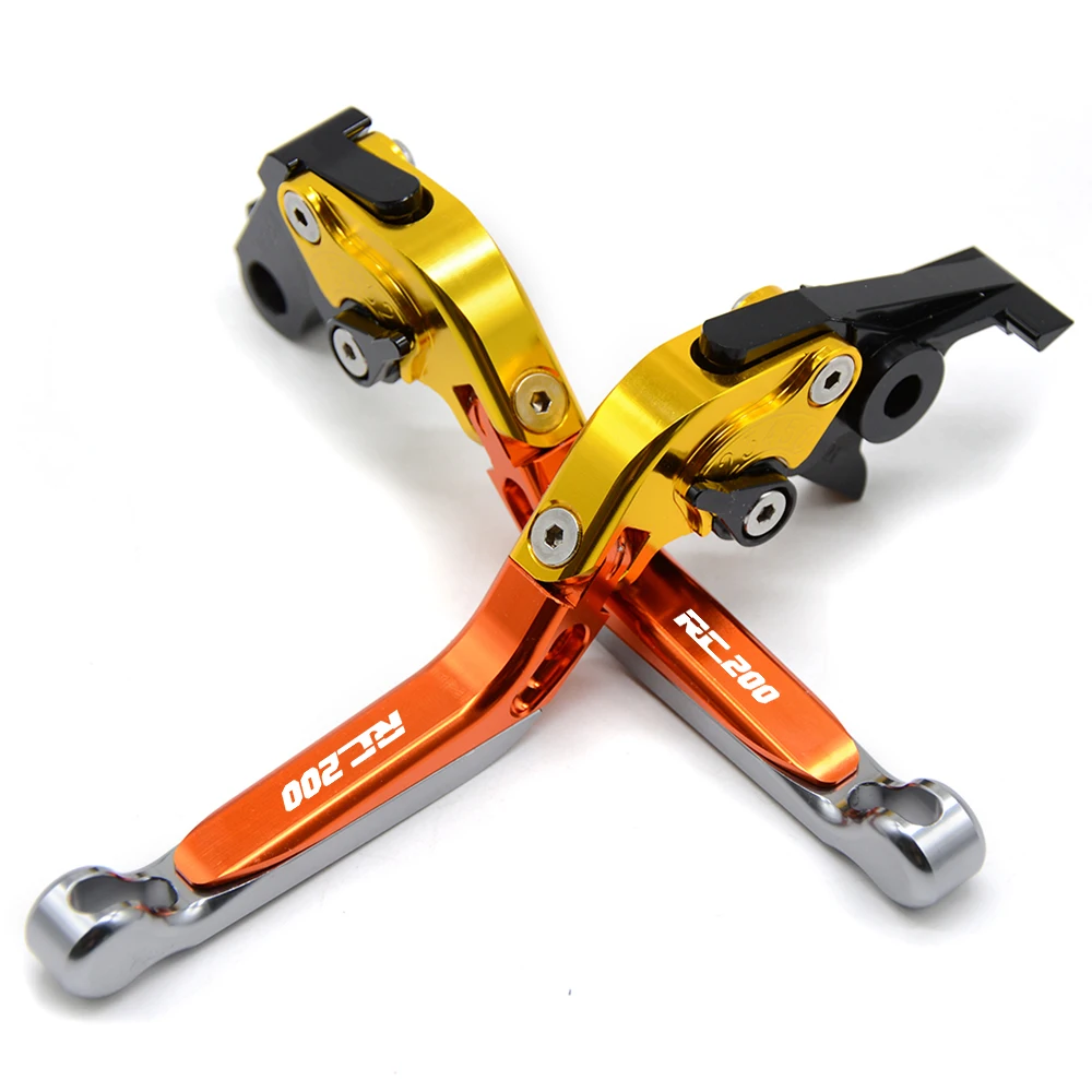 Gold Orange RC200 мотоциклетные рычаги тормоза из фрезерованного алюминия ручка Регулируемые тормозные рычаги сцепления для KTM RC200 RC 200 200 DUKE 200 DUKE - Цвет: Gold Orange