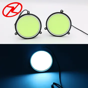 

2PCS Auto 90mm Round Shape COB LED Lights Car Styling Flexible LED Daytime Running Light Universal Driving lamp DRL Ice Blue