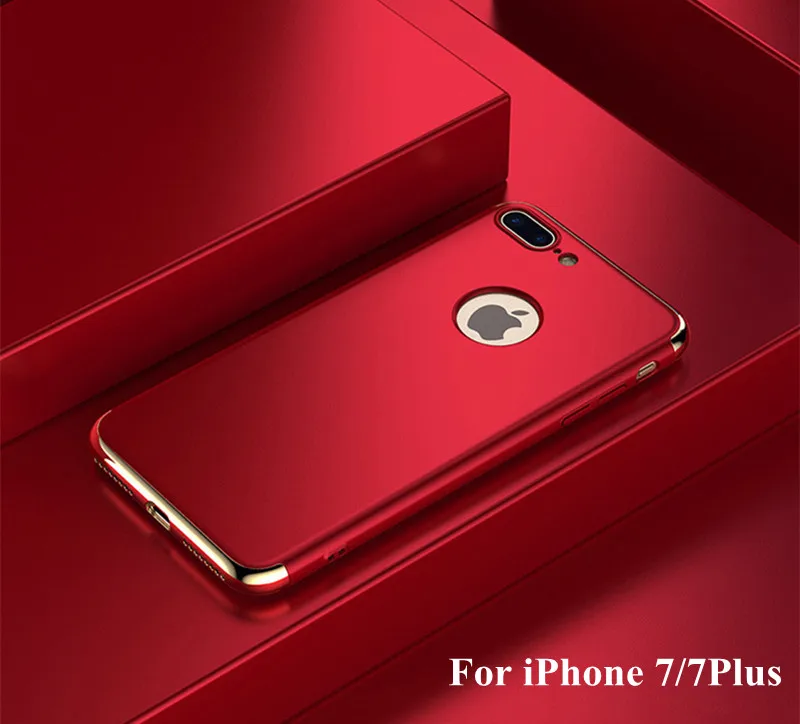 Для iphone 6 S чехол Роскошный Черный Матовый Жесткий 360 Защитный чехол для iphone 6 S 7 8 Plus Съемный 3 в 1 задняя крышка для iphone 6 X