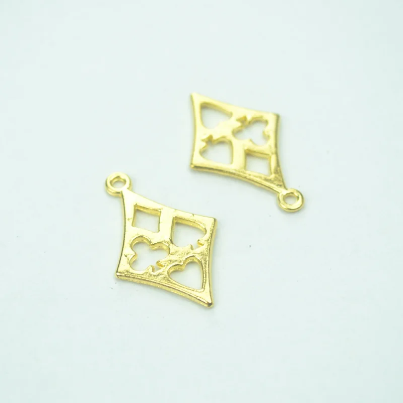 

25pcs/lot Fashion gold color Alloy rhombus Charms Fit Pendants & Necklace Jewelry Findings DIY Handcraft 27*18mm J148