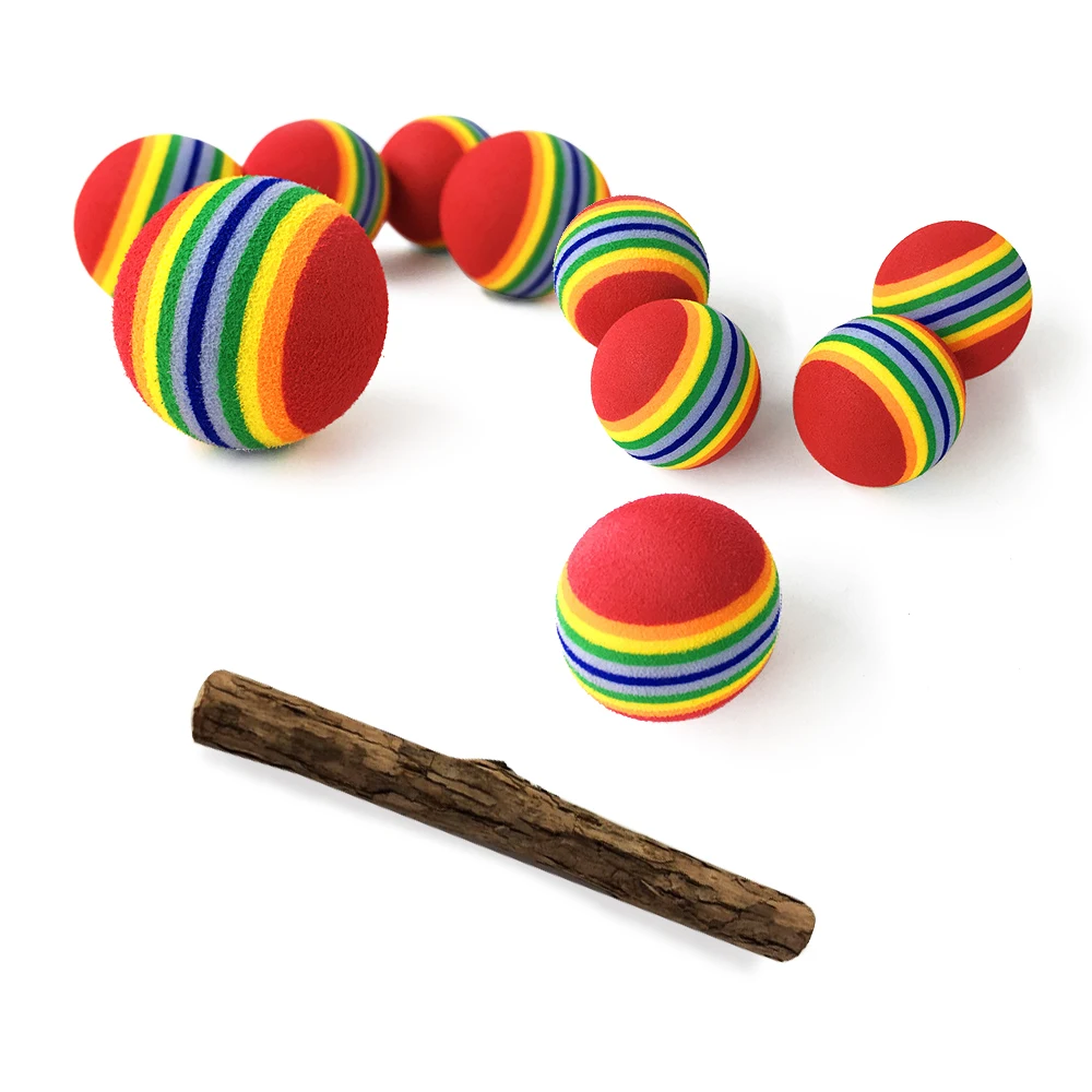 

10/11Pcs Rainbow Colorful 3.5cm Cat Ball Interactive Toys Play Chewing Rattle Scratch EVA Ball for Pet Cat Puppy Training